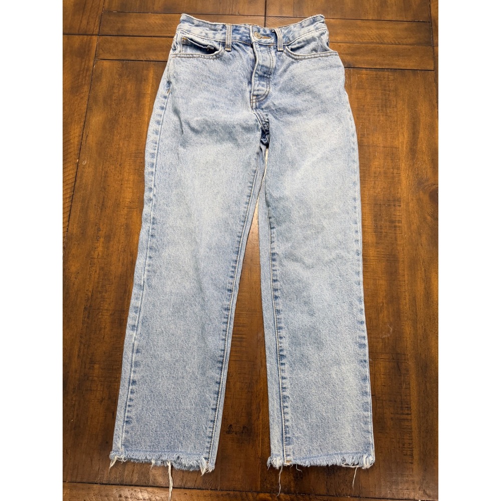 J. Galt Shanghai Light Wash High Rise Straight Leg Raw Hem Jeans Size S RR005